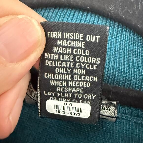 Jos A Bank Traveler's Collection Quarter Zip Sweater Men L Teal Blue Merino Wool - Picture 6 of 7